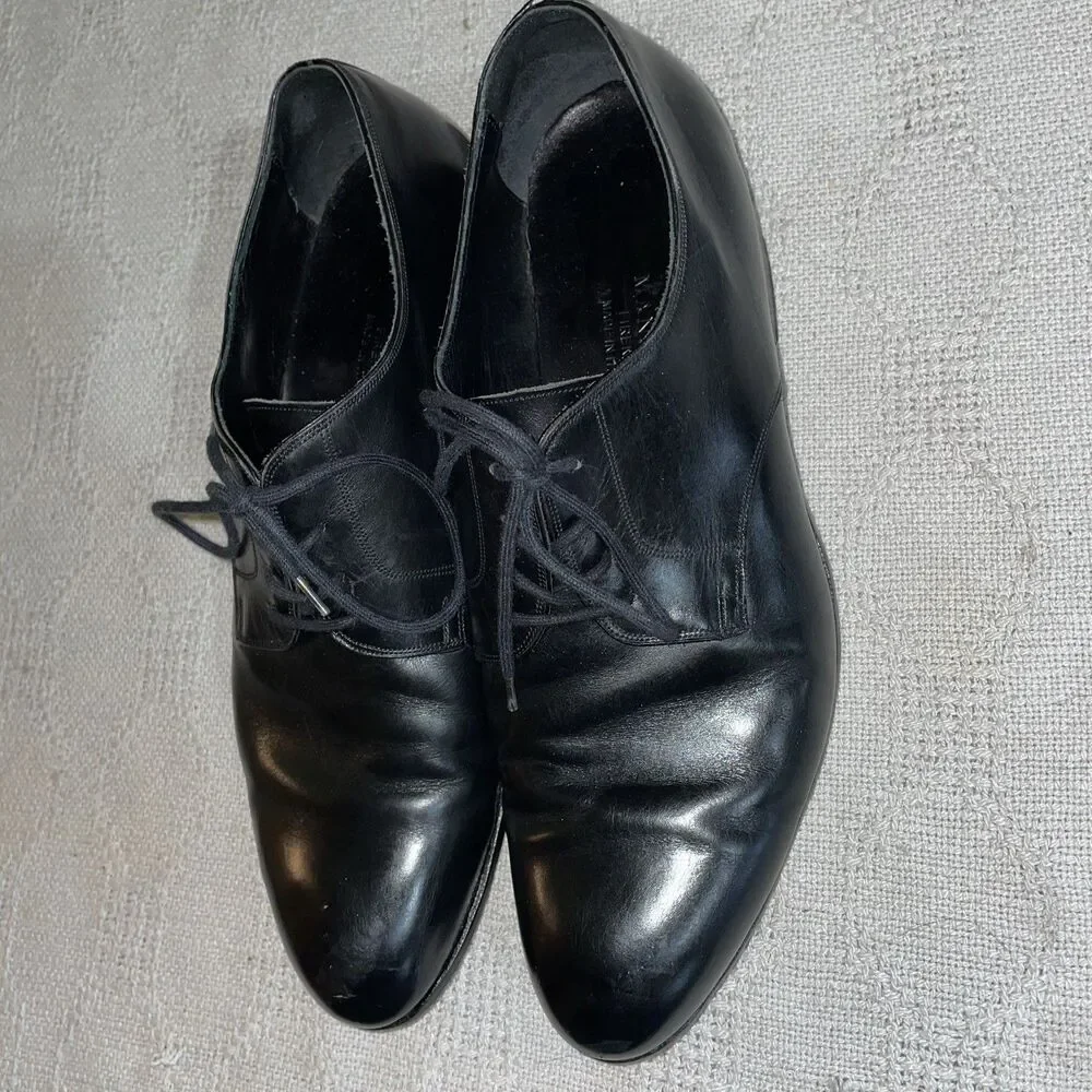 Mannina Firenze Italy Men’s Dress Oxfords Size 8 D Black Leather Business City
